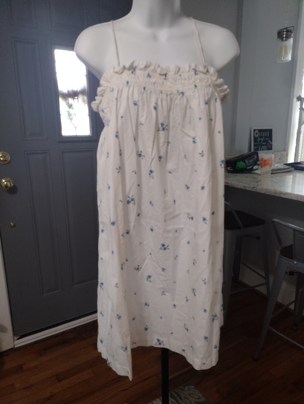 H&M Cream Dress with Light Blue Floral Print Sundress